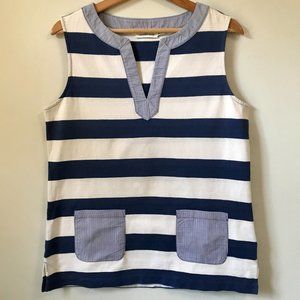 Vineyard Vines Blue & White Stripe V-Neck Sleeveless Tank Top, Size M